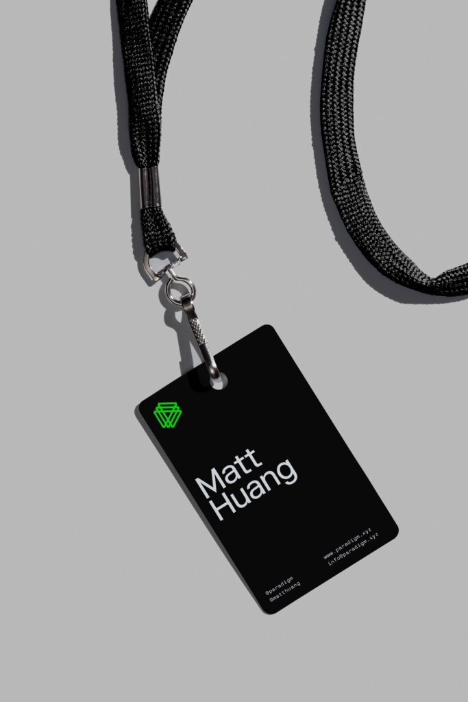 Paradigm event lanyard designed by FAY.