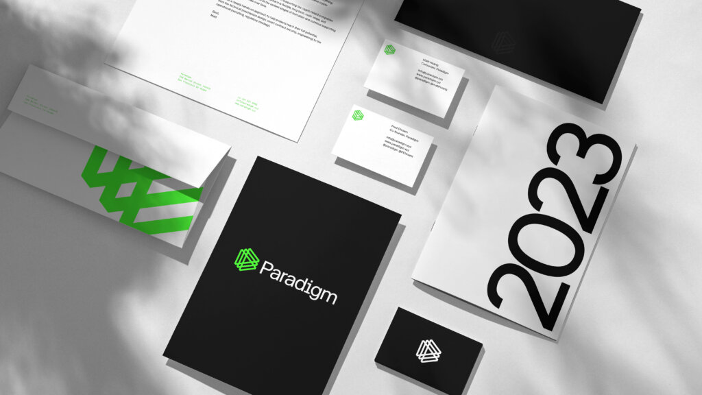Suite of collateral designed by FAY for Paradigm.