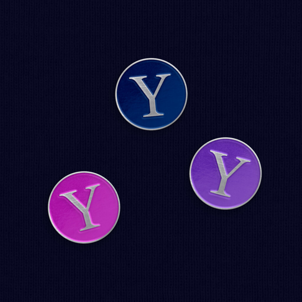 Enamel pins for the Wu Tsai Institute at Yale University.