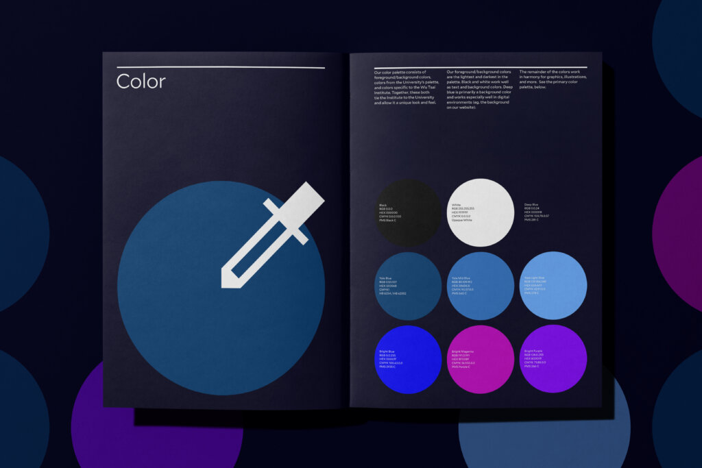 Wu Tsai Institute at Yale University's visual identity guidelines designed by FAY.