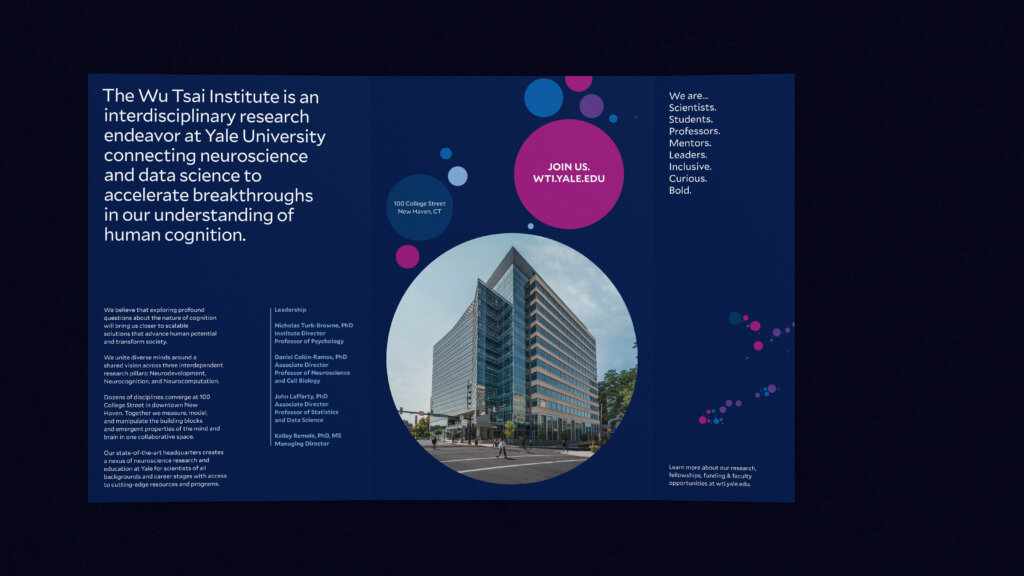 Wu Tsai Institute at Yale University tri-fold interior.