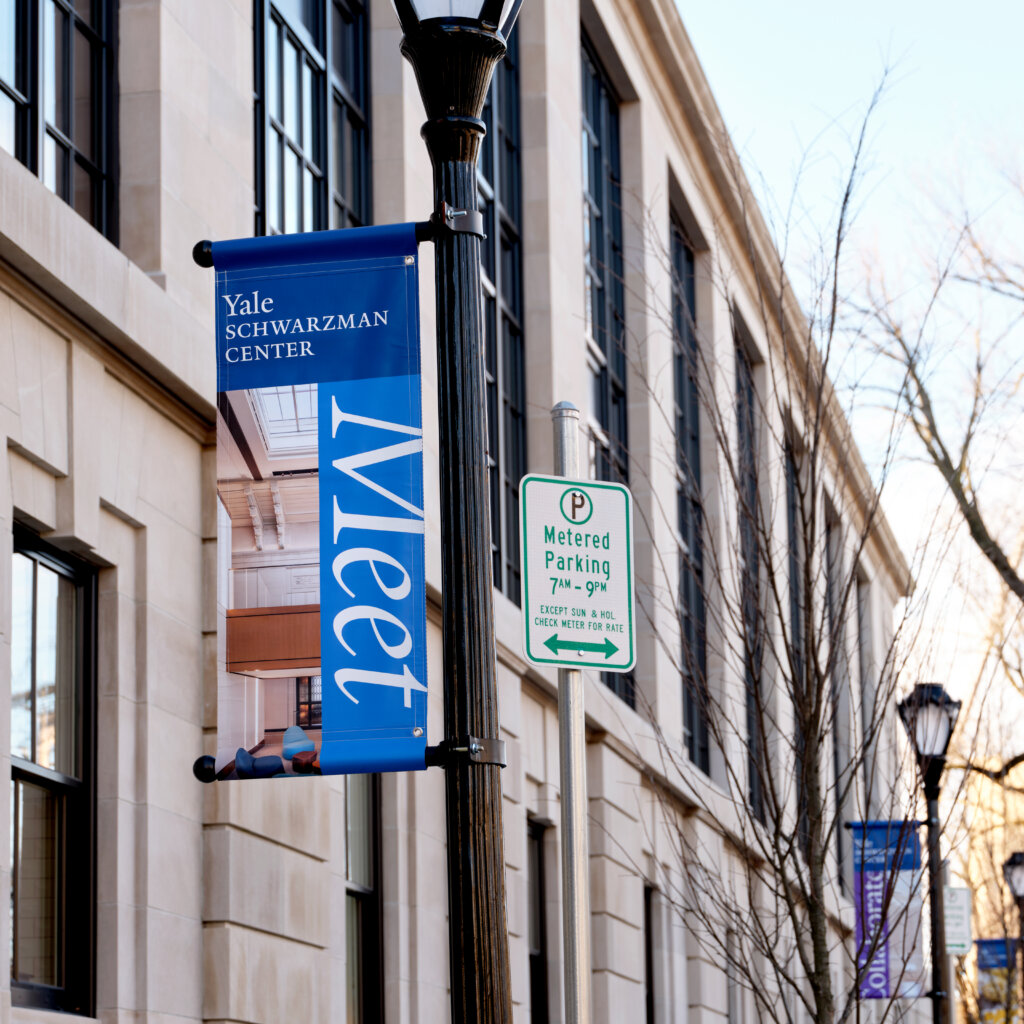 Yale Schwarzman Center street banner designed by FAY.