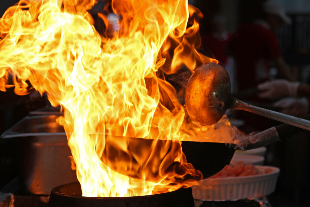 Chef's wok at the Yale Schwarzman Center.