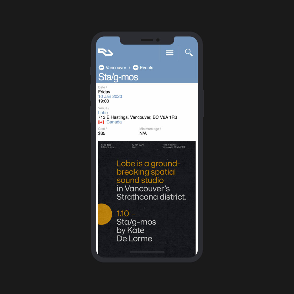 Lobe's event on Resident Advisor.